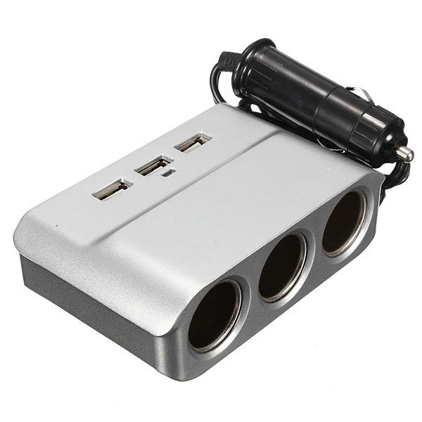 3 Way Ports Auto Zigarette USB Ladegerät Feuerzeug Einfaßungs Teiler Adapter