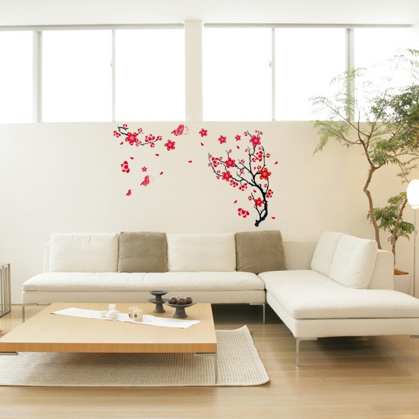 Red Plum Blossom Wandaufkleber Abnehmbare Kunst DIY Home Decor