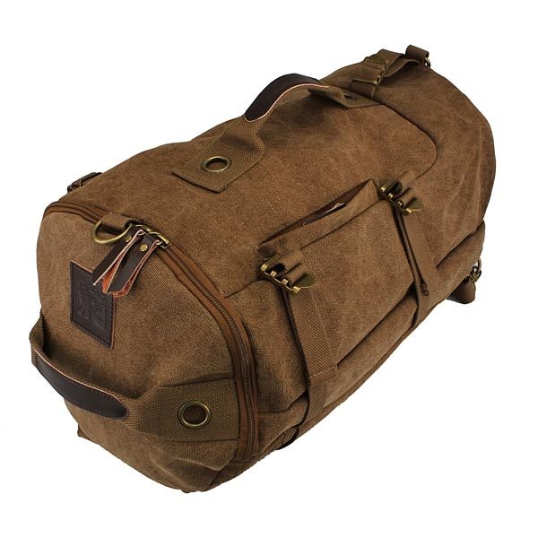 Doppelnutzung Männer Leinwand Wandern Camping Kaffee Khaki Rucksack