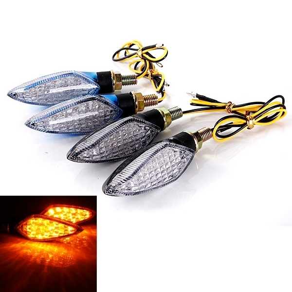 15 LED Motorrad Blinker Kontrollleuchte Lampe Schwarz Blau