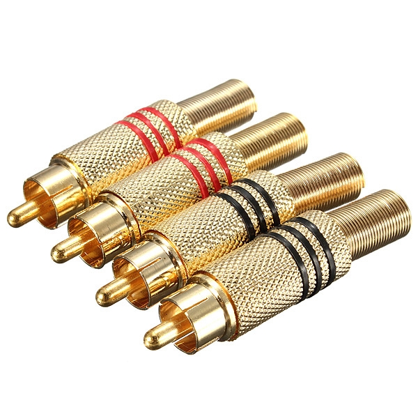 4pcs Gold überzogene RCA / Cinch Stecker Anschlüsse Kabelschutz