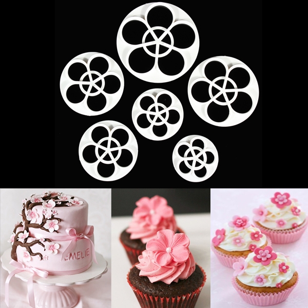 6pcs Pflaume Blumen Fondant Kuchen Sugarcraft Scherblock Form