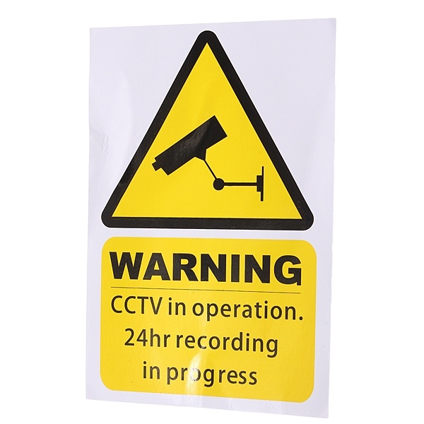 5PCS Yellow Window Warning Signs Aufkleber Aufkleber Videoüberwachung in Betrieb