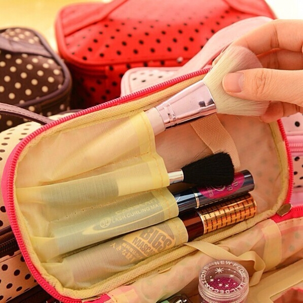Tragbare Polyester Double Layer Verfassungs Kosmetik Toilettenartikel Tasche