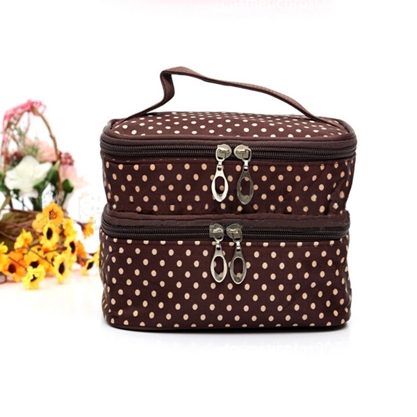 Tragbare Polyester Double Layer Verfassungs Kosmetik Toilettenartikel Tasche