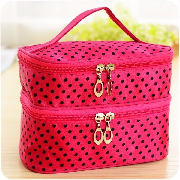 Tragbare Polyester Double Layer Verfassungs Kosmetik Toilettenartikel Tasche
