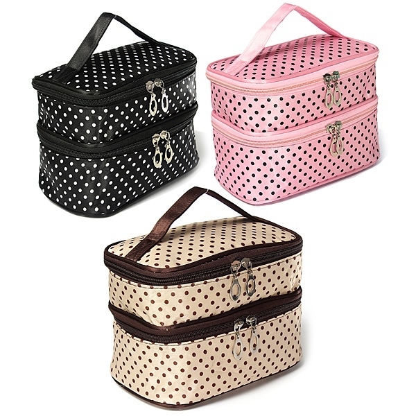 Tragbare Polyester Double Layer Verfassungs Kosmetik Toilettenartikel Tasche