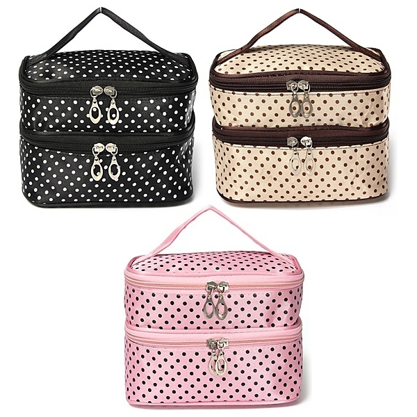 Tragbare Polyester Double Layer Verfassungs Kosmetik Toilettenartikel Tasche