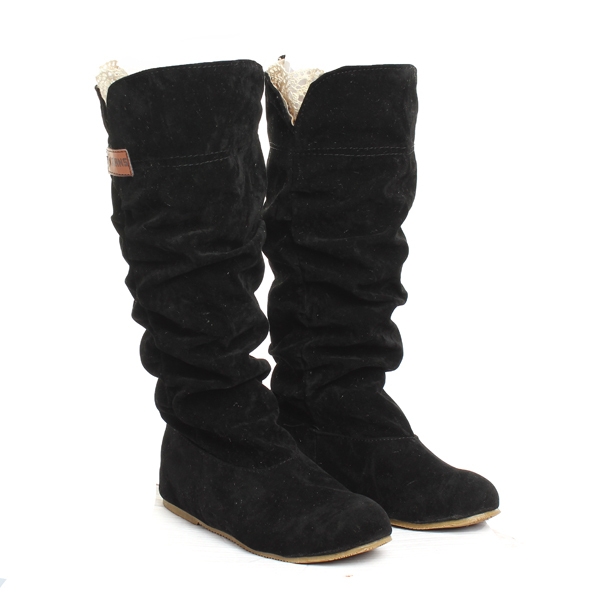 Damenkniestrümpfe Stiefel Spitze Stulpe erhöhten Innenwollschuhe