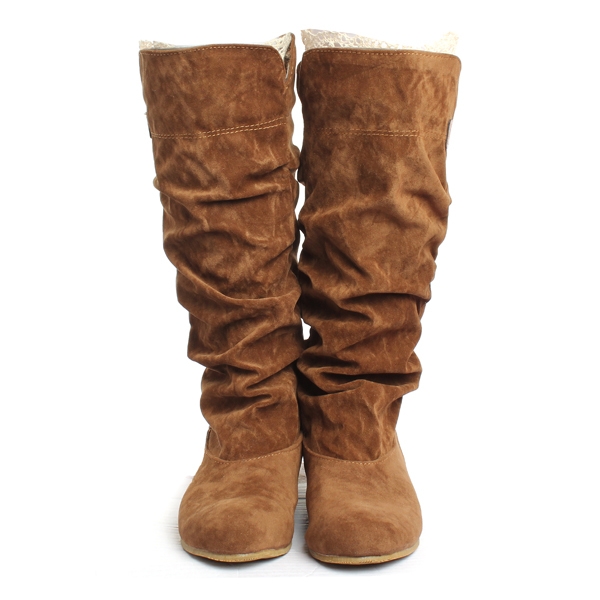 Damenkniestrümpfe Stiefel Spitze Stulpe erhöhten Innenwollschuhe