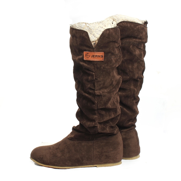 Damenkniestrümpfe Stiefel Spitze Stulpe erhöhten Innenwollschuhe