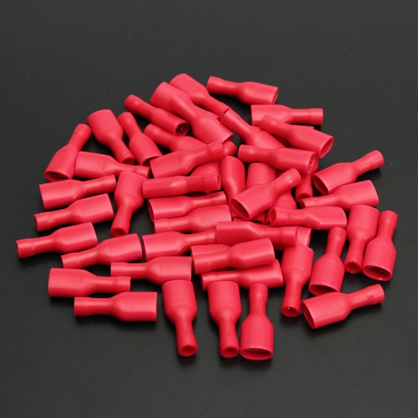 100pcs 6.3mm Ganz isoliert Gabelsteckerbuchse Crimpanschluss