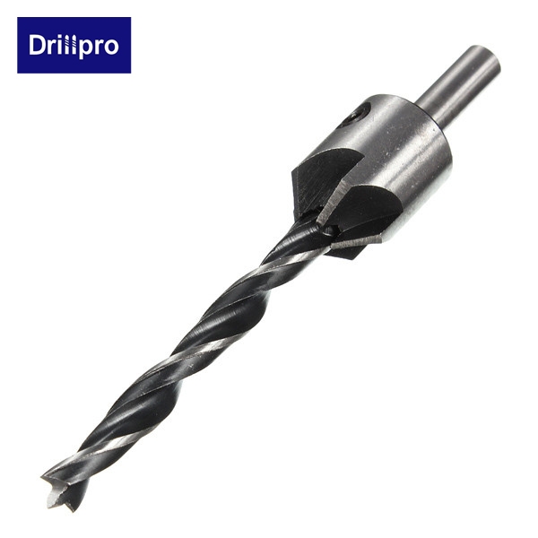Drillpro DB-C3 4er-5 Flöte Senkbohrer Bits Reamer Holzbearbeitung Fase 3mm-6mm