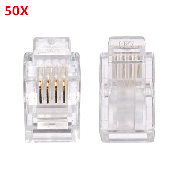 50PCS RJ11 Modular Cable Head Plug Ethernet Netzwerkanschluss