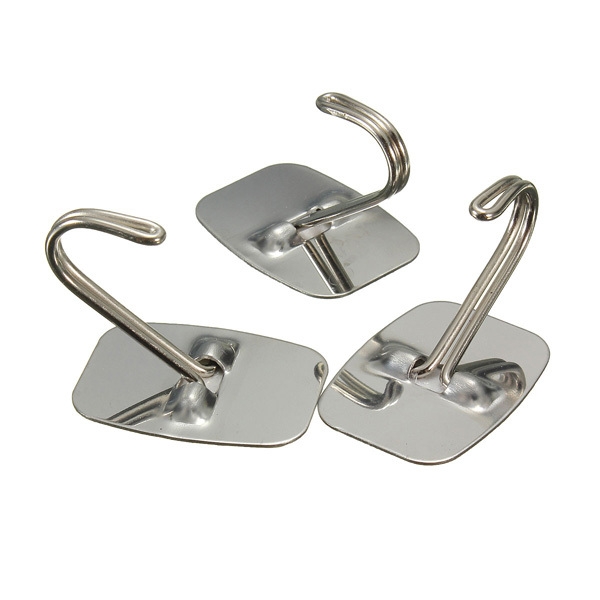 3pcs Edelstahl Stock Hooks Badezimmer Abstellraum Hanger