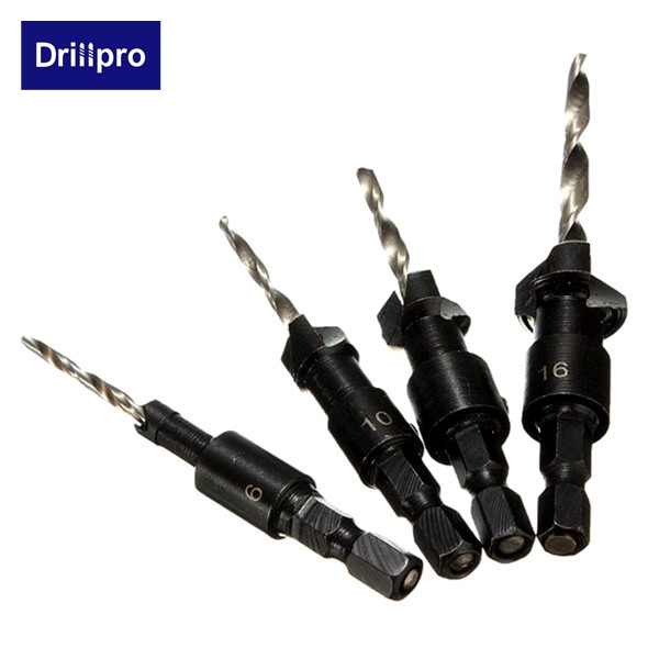 Drillpro DB-C2 4pcs Zimmerei-Senker-Bohrer-Satz-Holzbearbeitung-Werkzeuge