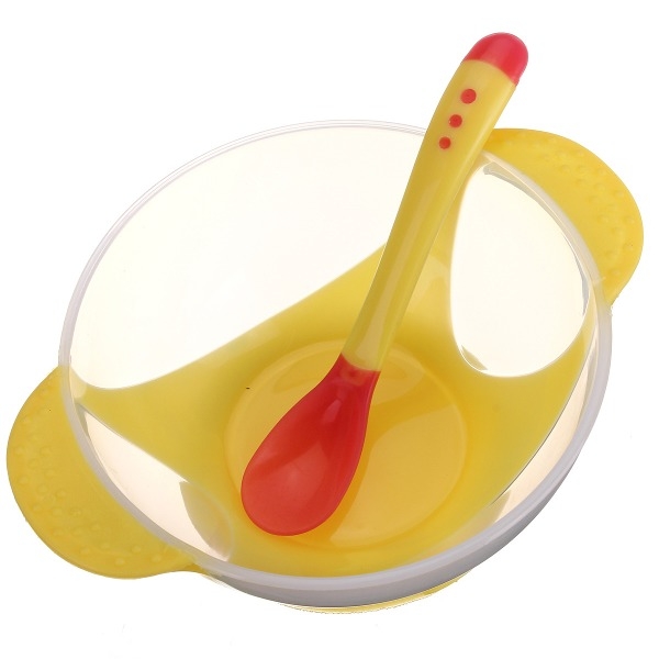 2pcs Baby Bowl Löffel Set Saugtemperatur Farbwechsel Fütterung 