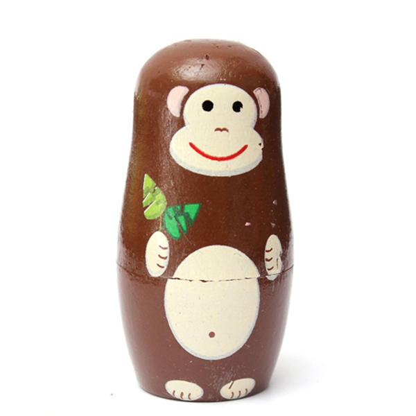 Satz von 5 süßen Holzmatrjoschkas matryoshka russische Tierpuppe
