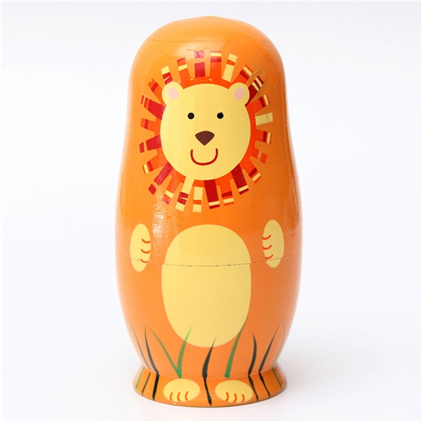 Satz von 5 süßen Holzmatrjoschkas matryoshka russische Tierpuppe