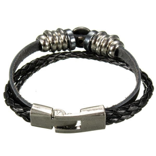 Punk Multilayer Kreuz Geflochtene Charm Leder Wickelarmband Unisex