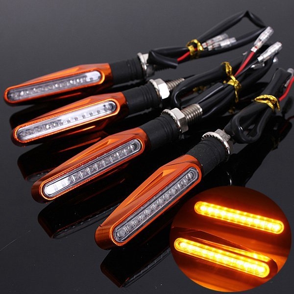 4pcs legt Orangenmotorrad LED Blinkerhinweis Bernsteinlicht Scheuklappen an