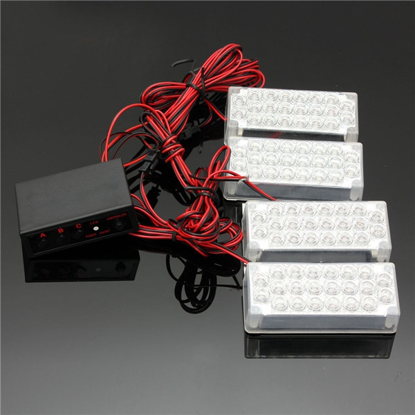 4x 22 LED weißes blinkendes leichtes Autoröhrenblitzlicht mit dem Kontrolleur 12v