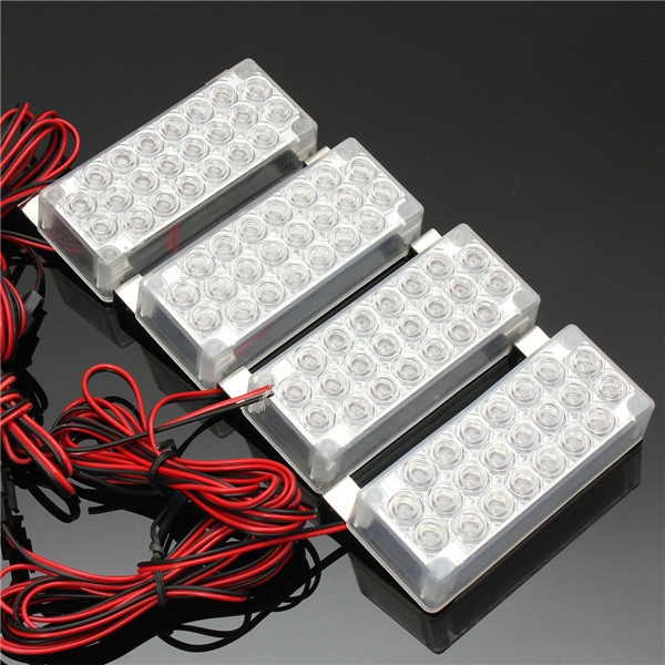 4x 22 LED weißes blinkendes leichtes Autoröhrenblitzlicht mit dem Kontrolleur 12v