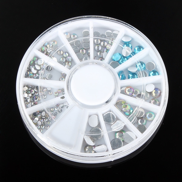 6 Größe 3D Kristall Glitter Strass Nail Art Deko  Rad