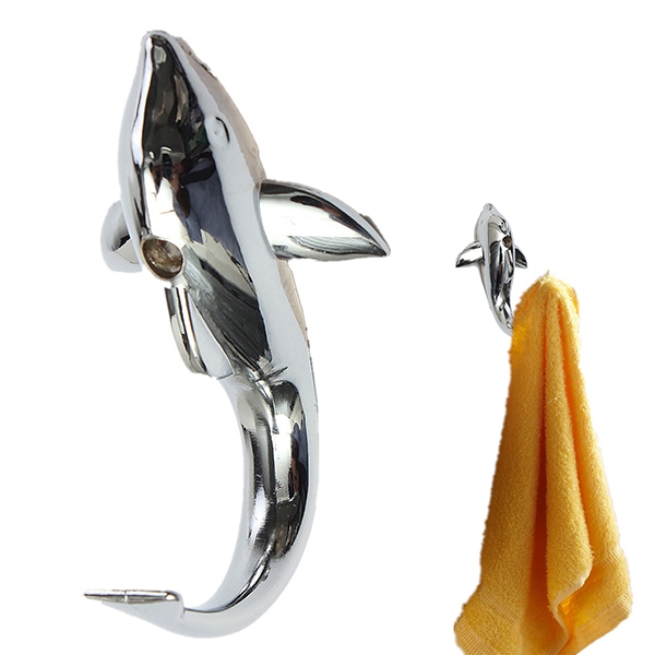 Silber Chrome Alloy Delphin Haken Handtuch Hut Kleidung Badezimmer Hanger