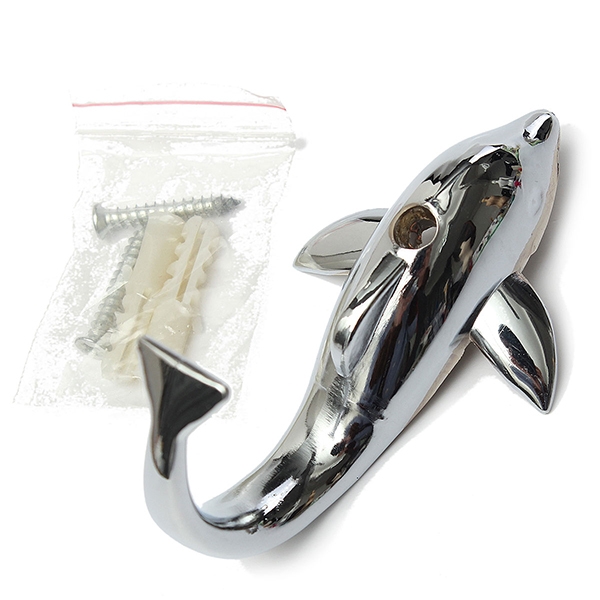 Silber Chrome Alloy Delphin Haken Handtuch Hut Kleidung Badezimmer Hanger