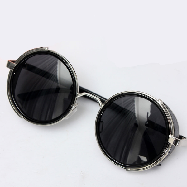 Unisex VIntage Sonnenbrille UV400 Steampunk Runder Spiegel Objektiv Glas  
