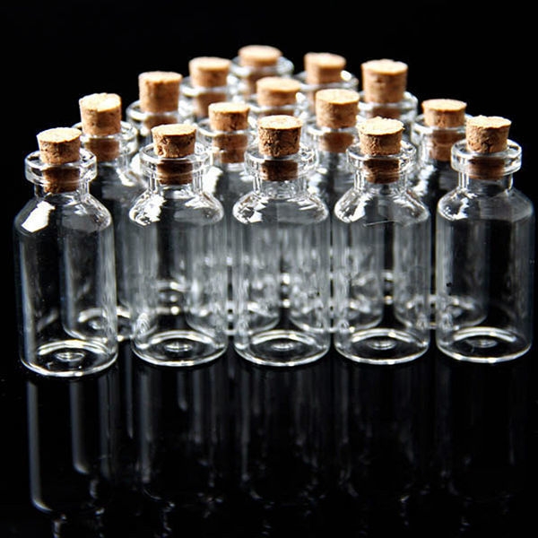10pcs 18x40mm Mini Klare Wünsche Nachricht Glasflaschen Phiolen mit Korken