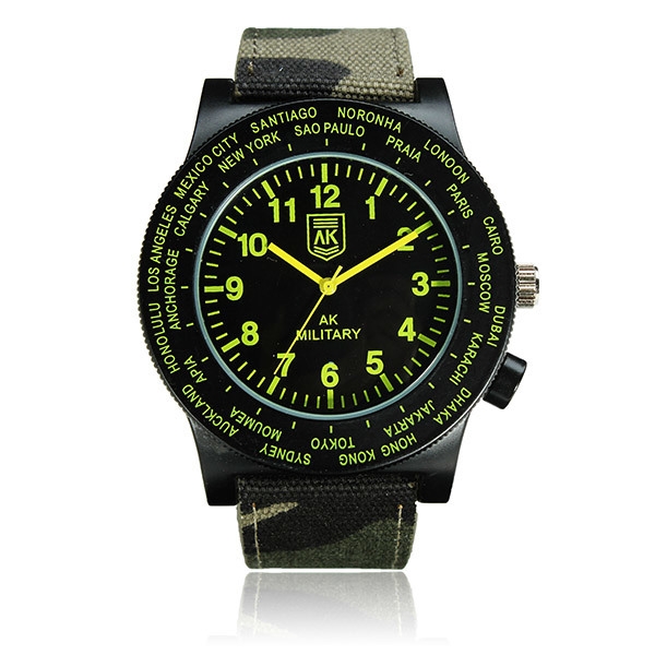 AK Militär Canvas Band wasserdichte Quarz Sport Uhr