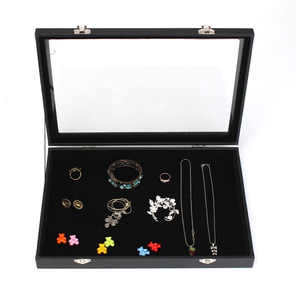 Große Schmuck Tablett Aufbewahrungsbox Halsketten Ohrringe Armbänder Showcase