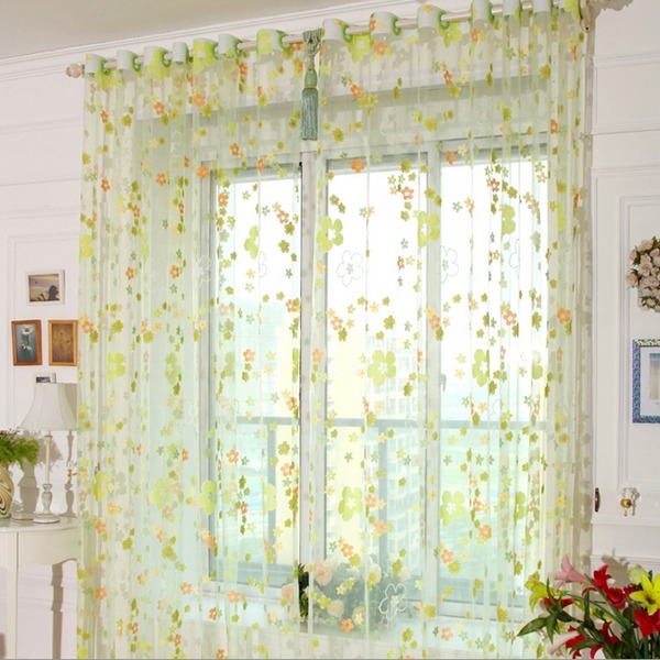 100x200 Cm Voile jacquard Fensterschirm bloße Fenstervorhänge Blumengardinen