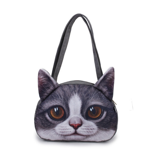 Frauen 3D Nette Katzen Gesichts Schulter Beutel Katze Muster Handtaschen Einkaufen Beutel