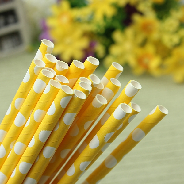 25pcs Papiertrinkhalme Tupfen Biodegradable Strohhalm Hochzeit