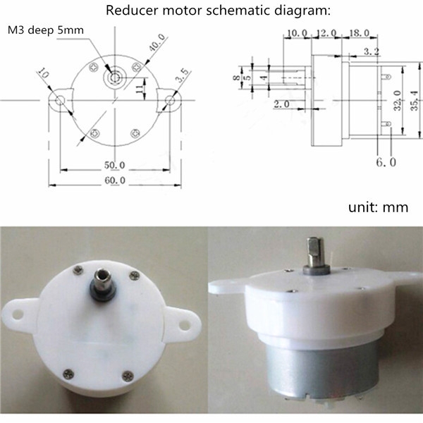 12V DC 3RPM High Torque Elektrogetriebekasten Motor
