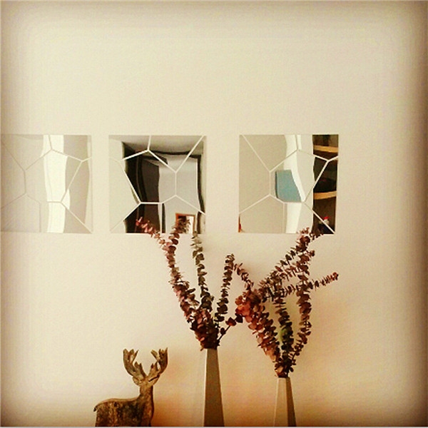 7pcs 20cm DIY Geometry Spiegelwand Aufkleber entfernbarer Wandabziehbild Kunst Muster Home Decor