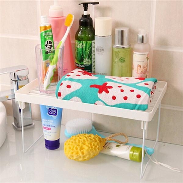 Plastic Faltbarer Storage Racks Startseite Badezimmer Kleiderschrank Küchenregal Fachbodenhalter Organizer