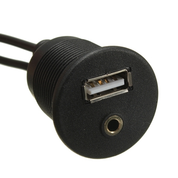 1M DC 3.5MF USB 2.0 AM / AF USB Audio wasserdichte Bleiplattenkabels für Motorrad Auto Armaturenbrett 