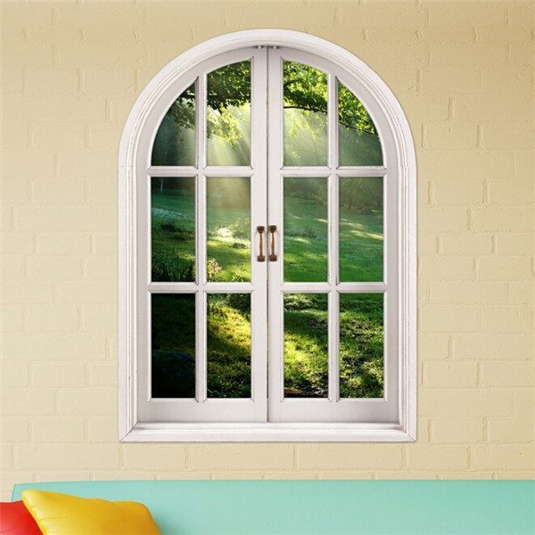 3. Helligkeit von Waldaufklebern künstliche Fensteransicht 3. Wandabziehbilder Hausdekorgeschenk