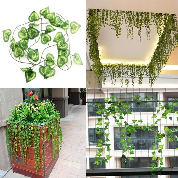 2.Künstliches 3-M-Efeuherz gestaltet grüne Blatt-Girlande Hausgartendekoration