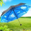 Anti UV Sonnenschutz Regenschirm Blau Sky 3 Folding Sonnenschirme Regen Regenschirm