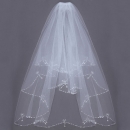 2 Schichten Bride Elbow Wulstrand Pearl White Elfenbein Brautbrautschleier mit Kamm