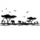 Afrikanischer Elefant Animals Wall Stickers Schwarz Wandhaupt Aufkleber Removable Art Vinyl Room Decor DIY