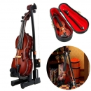 1/12 Violine aus Holz Musikinstrument mit Case &amp; Halter Doll House Decor Zubehör Geschenk 
