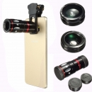 4in1 10X 180 Grad Selfie Tele Fisheye Makro Objektiv Clamp Weitwinkel Clip für iPhone Samsung