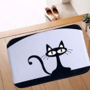 40x60cm Coral Fleece Black Cat Muster Anti-Rutsch-Boden-Matte Badezimmer Küche Schlafzimmer Fußmatte Teppich
