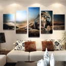 5PCS Frameless Segeltuch Druck sitzende Löwe Wand Kunst Anstrich Abbildungs Ausgangsdekoration